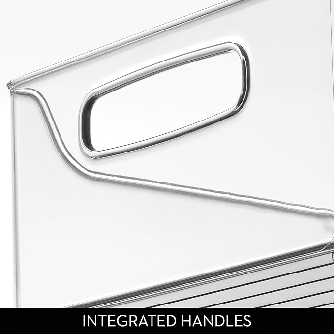 iDesign Plastic Stackable Pantry Bin - Storage Bin with Handles for Cabinets or Fridge - Set of 2 - Clear