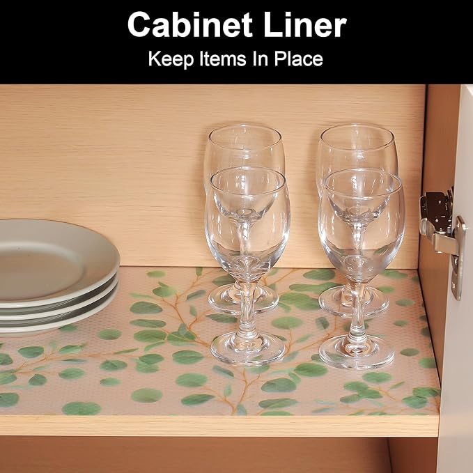 Cooyes Shelf Liner Drawer Liners, Shelf Liners for Kitchen Cabinets, Non-Adhesive Cabinet Liner, EVA Waterproof Non-Slip Refrigerator Liners for Kitchen Drawers（23.6" W x 118" L）