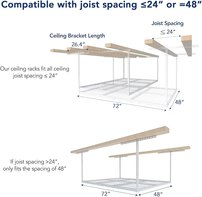 FLEXIMOUNTS 4x6 Overhead Garage Storage Adjustable Ceiling Rack 72