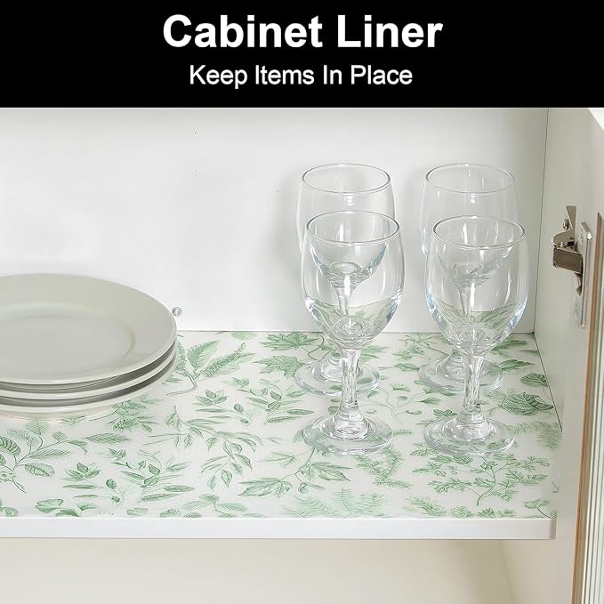 Cooyes Shelf Liners for Kitchen Cabinets Refrigerator Liners Waterproof & Oil-Proof Kitchen Cupboard Liner Drawer Mats EVA Material Non Adhesive Fridge Liner for Shelves（23.6" W x 360" L）