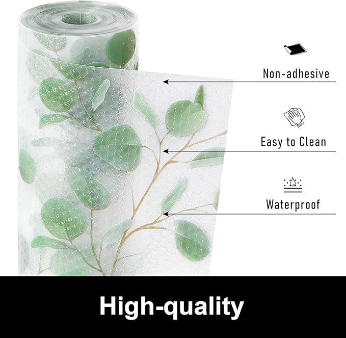 Cooyes Shelf Liner Drawer Liners, Shelf Liners for Kitchen Cabinets, Non-Adhesive Cabinet Liner, EVA Waterproof Non-Slip Refrigerator Liners for Kitchen Drawers（23.6" W x 118" L）