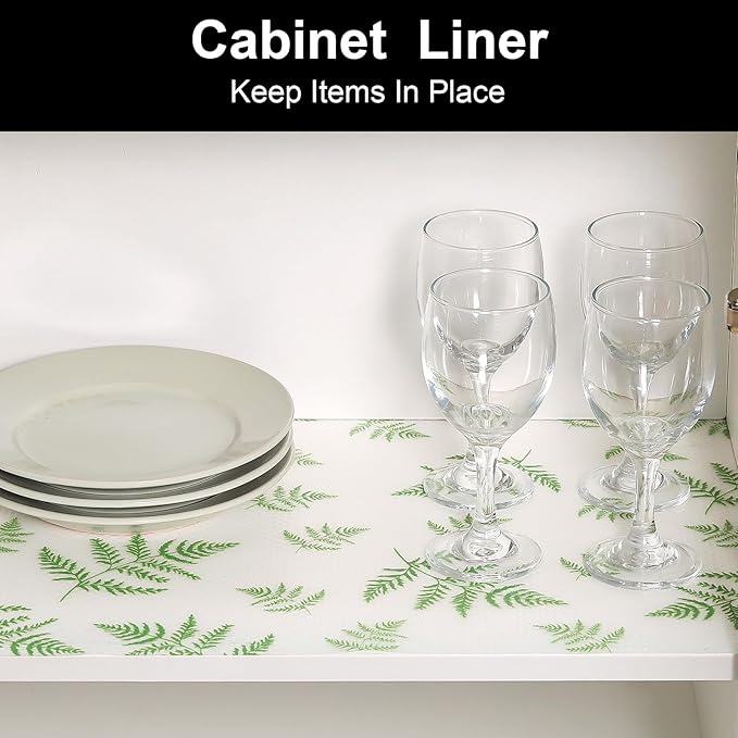 CooyesFridge Liners Shelf Liner for Kitchen Cabinets Refrigerator Liners Waterproof & Oil-Proof Kitchen Cupboard Liner Non Adhesive Drawer Mats EVA Material for Shelves（11.8" W x 360" L）