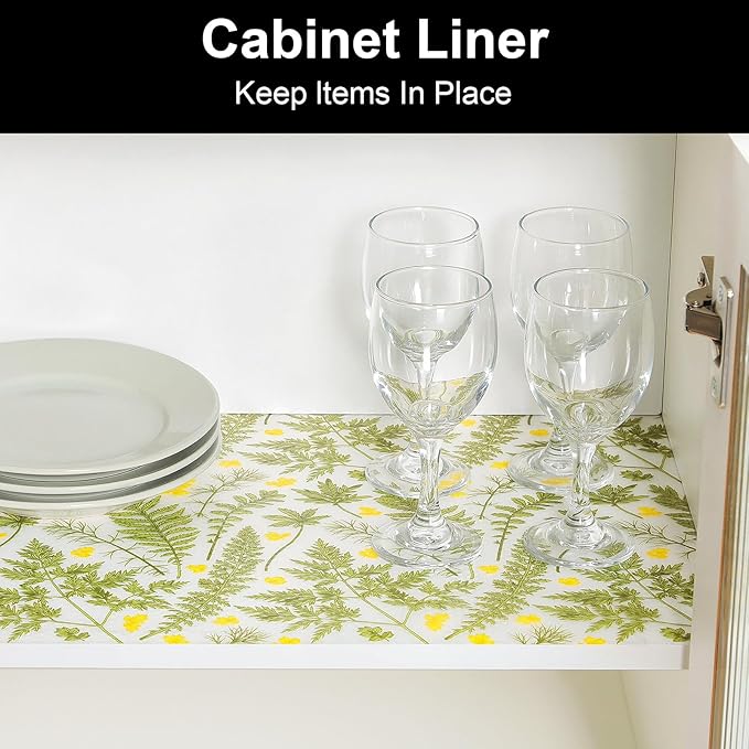 CooyesFridge Liners Shelf Liner for Kitchen Cabinets Refrigerator Liners Waterproof & Oil-Proof Kitchen Cupboard Liner Non Adhesive Drawer Mats EVA Material for Shelves（11.8" W x 360" L）