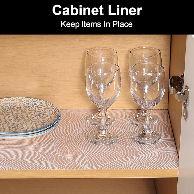 Cooyes Shelf Liners for Kitchen Cabinets, Refrigerator Liners Waterproof & Oil-Proof Kitchen Cupboard Liner Drawer Mats EVA Material Non Adhesive Fridge Liner for Shelves（11.8" W x 360" L）