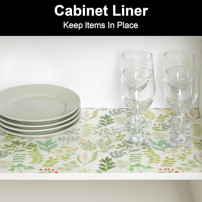 CooyesFridge Liners Shelf Liner for Kitchen Cabinets Refrigerator Liners Waterproof & Oil-Proof Kitchen Cupboard Liner Non Adhesive Drawer Mats EVA Material for Shelves（11.8" W x 360" L）