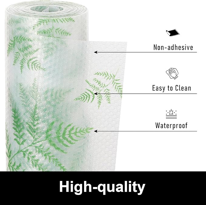 CooyesFridge Liners Shelf Liner for Kitchen Cabinets Refrigerator Liners Waterproof & Oil-Proof Kitchen Cupboard Liner Non Adhesive Drawer Mats EVA Material for Shelves（11.8" W x 360" L）