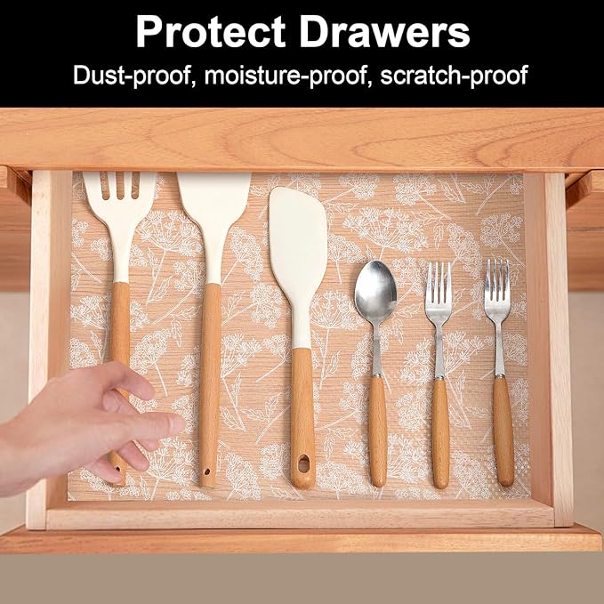 Cooyes Shelf Liners for Kitchen Cabinets, Refrigerator Liners Waterproof & Oil-Proof Kitchen Cupboard Liner Drawer Mats EVA Material Non Adhesive Fridge Liner for Shelves（23.6" W x 236" L）