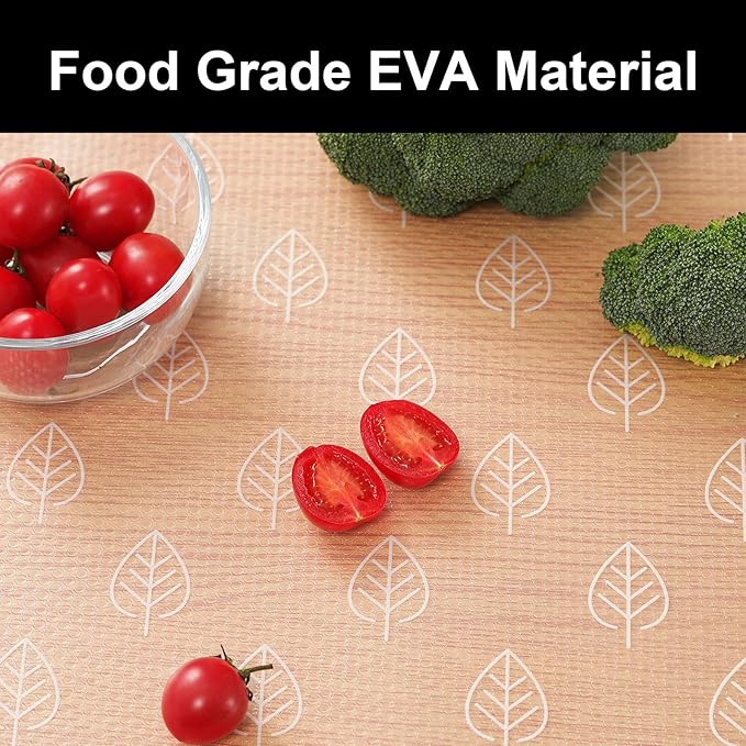 Cooyes Shelf Liners for Kitchen Cabinets Refrigerator Liners Waterproof & Oil-Proof Kitchen Cupboard Liner Drawer Mats EVA Material Non Adhesive Fridge Liner for Shelves