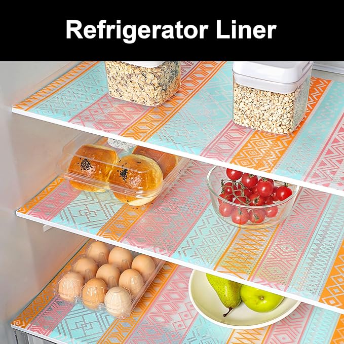 Cooyes Shelf Liners for Kitchen Cabinets Waterproof & Oil-Proof Kitchen Cupboard Mats Non-Slip Drawer Mats EVA Material Non Adhesive Fridge Liner for Shelves（11.8" W x 360" L）