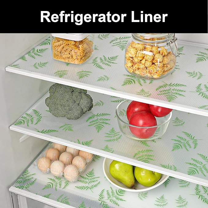 CooyesFridge Liners Shelf Liner for Kitchen Cabinets Refrigerator Liners Waterproof & Oil-Proof Kitchen Cupboard Liner Non Adhesive Drawer Mats EVA Material for Shelves（11.8" W x 360" L）