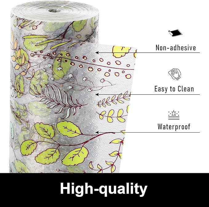 Cooyes Shelf Liners for Kitchen Cabinets, Refrigerator Liners Waterproof & Oil-Proof Kitchen Cupboard Liner Drawer Mats EVA Material Non Adhesive Fridge Liner for Shelves