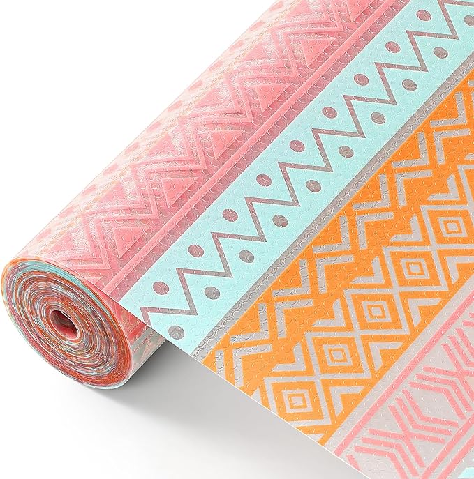 Cooyes Shelf Liners for Kitchen Cabinets Waterproof & Oil-Proof Kitchen Cupboard Mats Non-Slip Drawer Mats EVA Material Non Adhesive Fridge Liner for Shelves（11.8" W x 360" L）