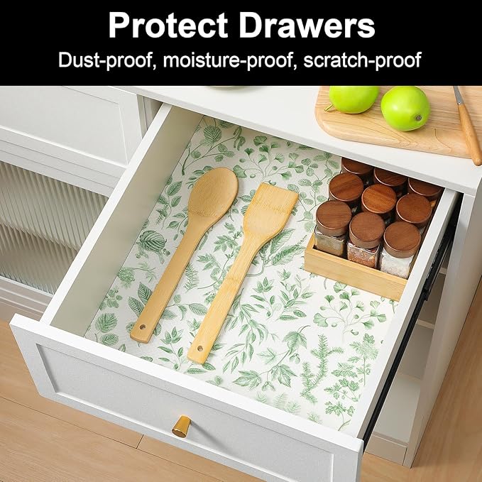 Cooyes Shelf Liners for Kitchen Cabinets Refrigerator Liners Waterproof & Oil-Proof Kitchen Cupboard Liner Drawer Mats EVA Material Non Adhesive Fridge Liner for Shelves（23.6" W x 360" L）