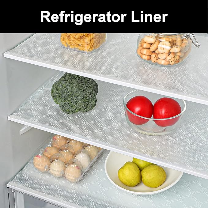 Cooyes Shelf Liner for Kitchen Cabinets Waterproof Kitchen Cupboard Liner Plastic Drawer Mats EVA Material Non Adhesive Fridge Mats for Shelves（23.6" W x 236" L）