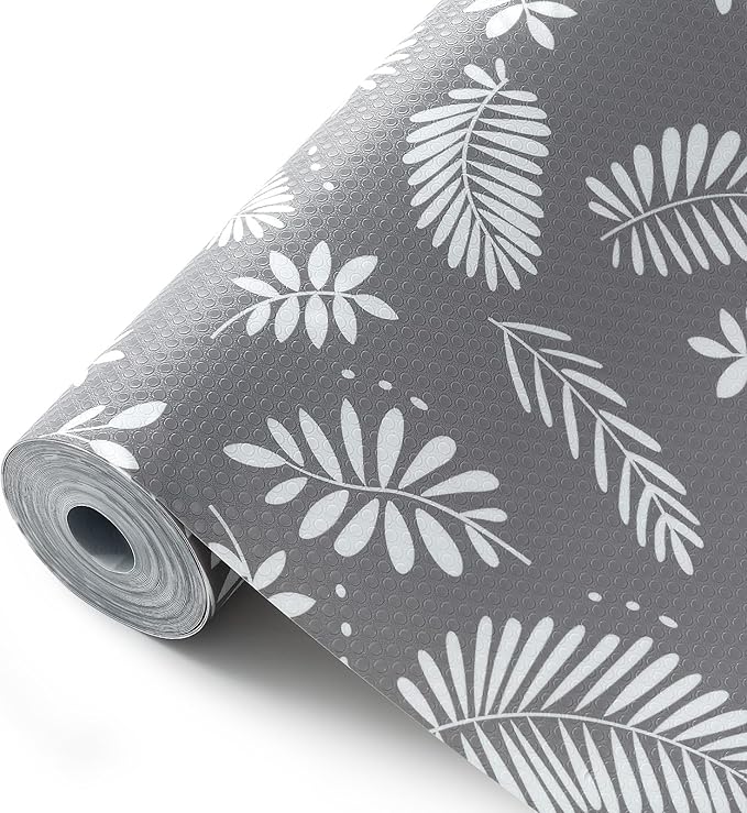 Cooyes Shelf Liners for Kitchen Cabinets Waterproof & Oil-Proof Kitchen Cupboard Mats Non-Slip Drawer Mats EVA Material Non Adhesive Fridge Liner for Shelves（17.5" W x 360" L）