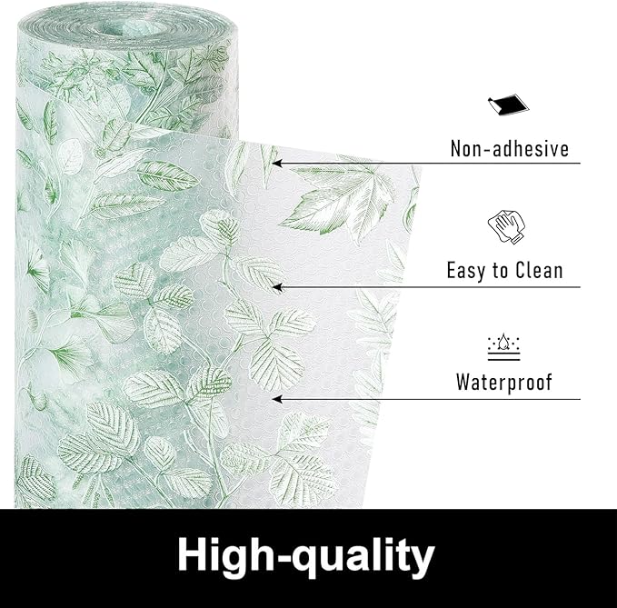 Cooyes Shelf Liners for Kitchen Cabinets Refrigerator Liners Waterproof & Oil-Proof Kitchen Cupboard Liner Drawer Mats EVA Material Non Adhesive Fridge Liner for Shelves（23.6" W x 360" L）