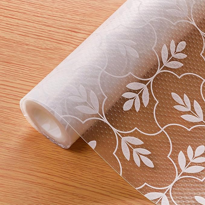 Cooyes Drawer and Shelf Liner, Non-Adhesive Shelf Liners for Kitchen Cabinets, Thick Strong Grip Mats for Desk, Shelves, Bathroom Drawers, Fridge, Cabinet Protection（17.5" W x 360" L）