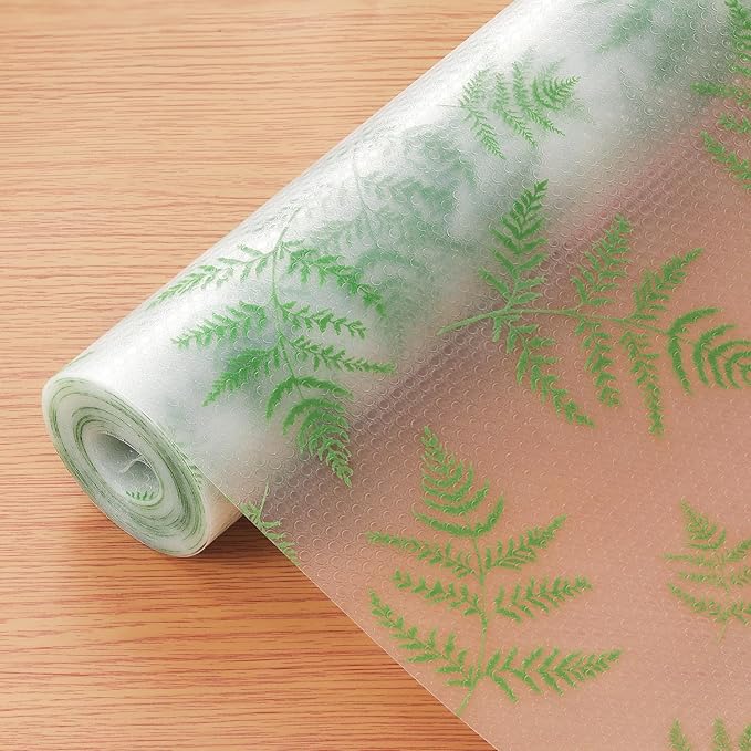 CooyesFridge Liners Shelf Liner for Kitchen Cabinets Refrigerator Liners Waterproof & Oil-Proof Kitchen Cupboard Liner Non Adhesive Drawer Mats EVA Material for Shelves（11.8" W x 360" L）