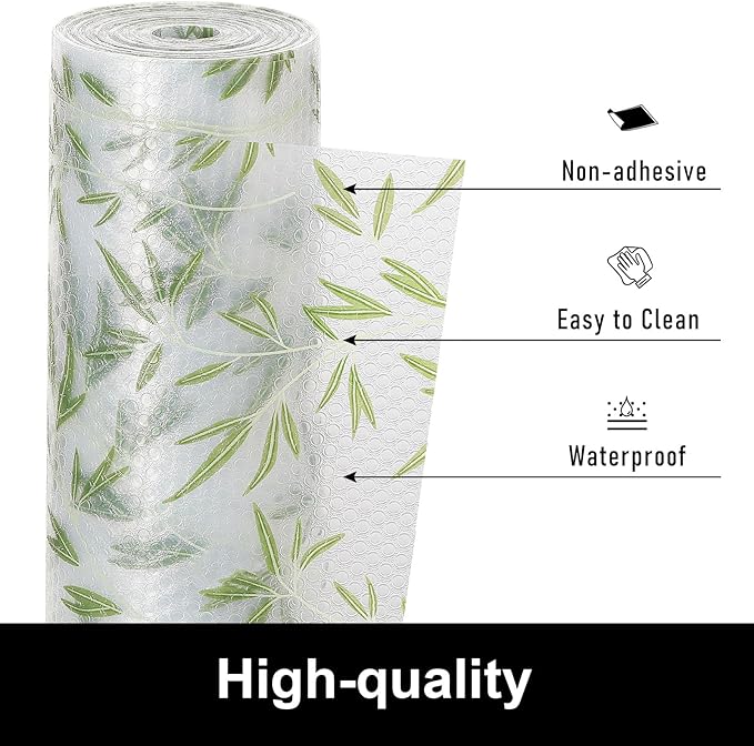 Cooyes Shelf Liner Drawer Liners, Shelf Liners for Kitchen Cabinets, Non-Adhesive Cabinet Liner, EVA Waterproof Non-Slip Refrigerator Liners for Kitchen Drawers（23.6" W x 118" L）