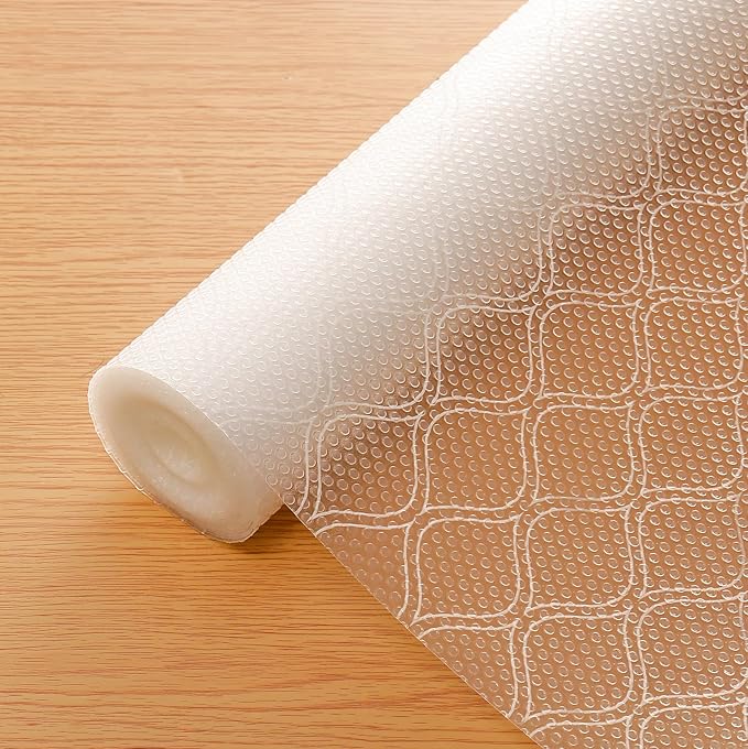 Cooyes Shelf Liner for Kitchen Cabinets Waterproof Kitchen Cupboard Liner Plastic Drawer Mats EVA Material Non Adhesive Fridge Mats for Shelves（23.6" W x 236" L）
