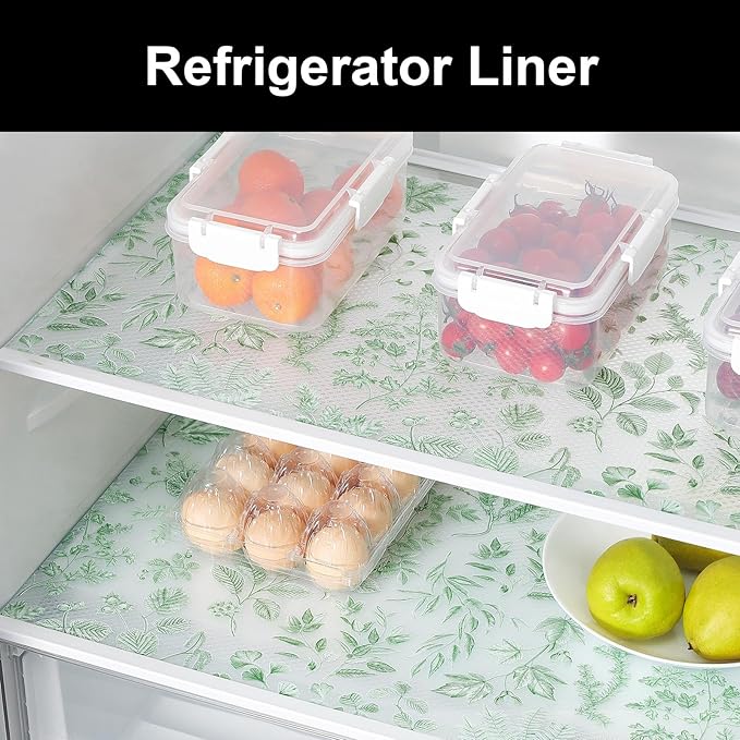 Cooyes Shelf Liners for Kitchen Cabinets Refrigerator Liners Waterproof & Oil-Proof Kitchen Cupboard Liner Drawer Mats EVA Material Non Adhesive Fridge Liner for Shelves（23.6" W x 360" L）