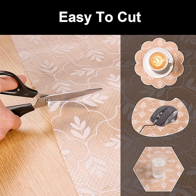 Cooyes Drawer and Shelf Liner, Non-Adhesive Shelf Liners for Kitchen Cabinets, Thick Strong Grip Mats for Desk, Shelves, Bathroom Drawers, Fridge, Cabinet Protection（17.5" W x 360" L）