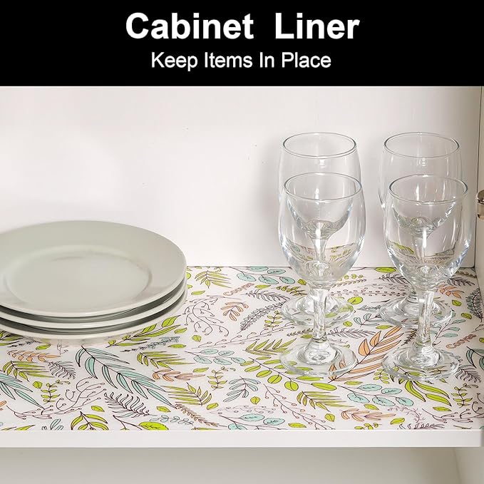 Cooyes Shelf Liners for Kitchen Cabinets, Refrigerator Liners Waterproof & Oil-Proof Kitchen Cupboard Liner Drawer Mats EVA Material Non Adhesive Fridge Liner for Shelves