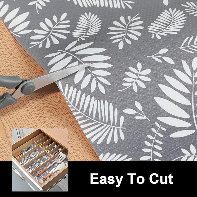 Cooyes Shelf Liners for Kitchen Cabinets Waterproof & Oil-Proof Kitchen Cupboard Mats Non-Slip Drawer Mats EVA Material Non Adhesive Fridge Liner for Shelves（17.5" W x 360" L）