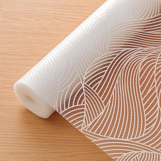 Cooyes Shelf Liners for Kitchen Cabinets, Refrigerator Liners Waterproof & Oil-Proof Kitchen Cupboard Liner Drawer Mats EVA Material Non Adhesive Fridge Liner for Shelves（11.8" W x 360" L）