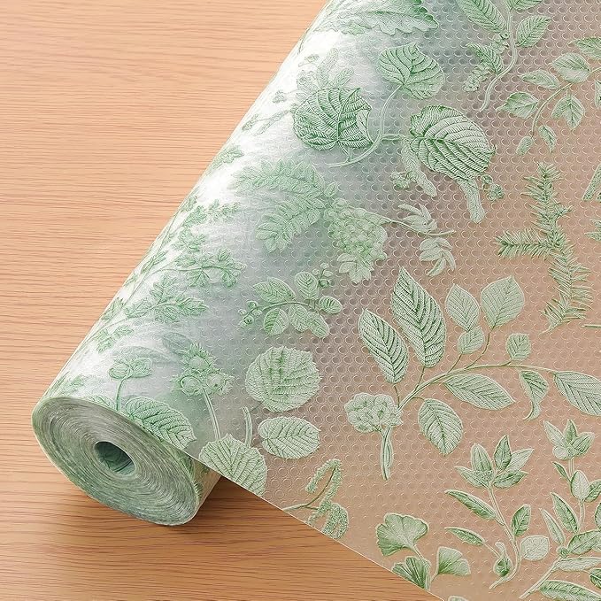 Cooyes Shelf Liners for Kitchen Cabinets Refrigerator Liners Waterproof & Oil-Proof Kitchen Cupboard Liner Drawer Mats EVA Material Non Adhesive Fridge Liner for Shelves（23.6" W x 360" L）